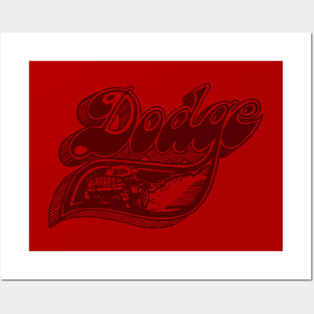 Vintage Dodge Pick-Up Art (Ghost on Red) Wall Art by jepegdesign